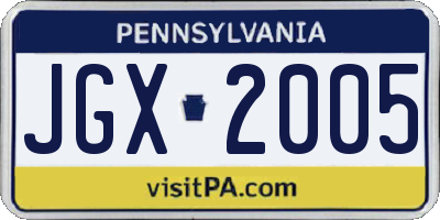 PA license plate JGX2005