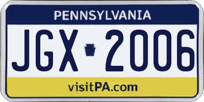PA license plate JGX2006