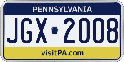 PA license plate JGX2008