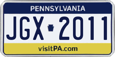 PA license plate JGX2011
