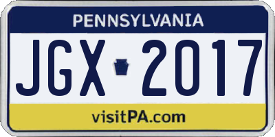 PA license plate JGX2017