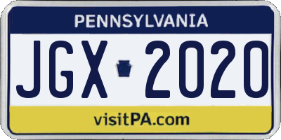 PA license plate JGX2020