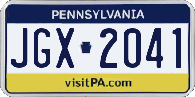 PA license plate JGX2041