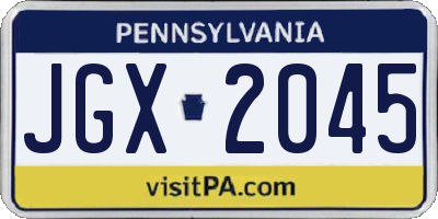PA license plate JGX2045