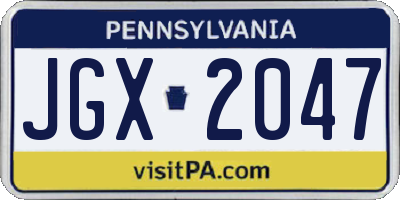 PA license plate JGX2047