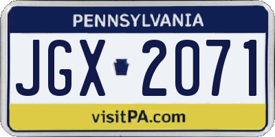PA license plate JGX2071