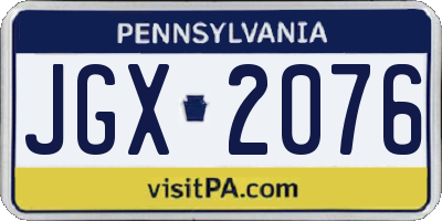 PA license plate JGX2076