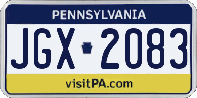 PA license plate JGX2083