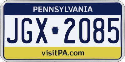 PA license plate JGX2085