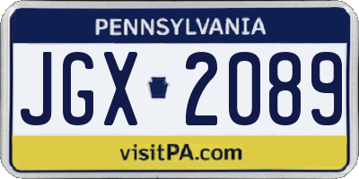 PA license plate JGX2089