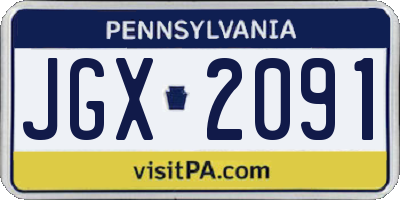 PA license plate JGX2091