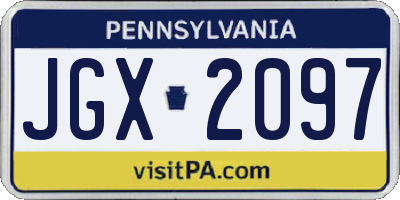 PA license plate JGX2097