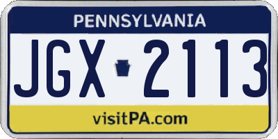 PA license plate JGX2113