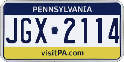 PA license plate JGX2114
