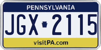 PA license plate JGX2115