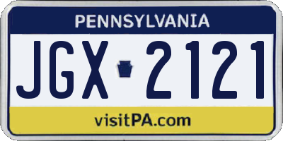 PA license plate JGX2121