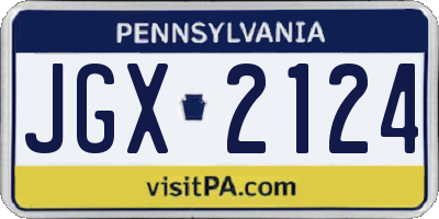 PA license plate JGX2124