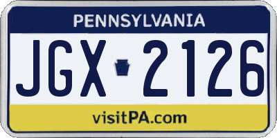 PA license plate JGX2126