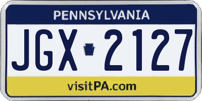PA license plate JGX2127