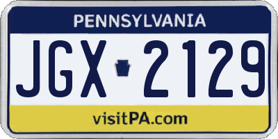 PA license plate JGX2129