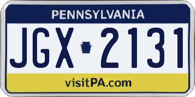 PA license plate JGX2131