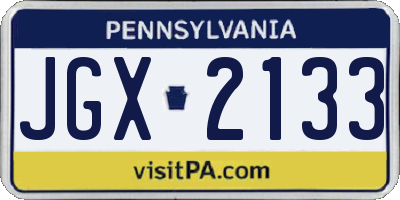 PA license plate JGX2133