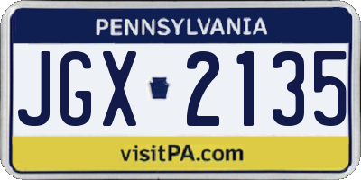 PA license plate JGX2135