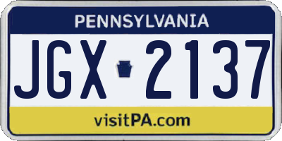 PA license plate JGX2137