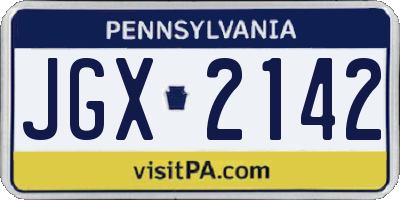 PA license plate JGX2142