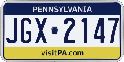 PA license plate JGX2147
