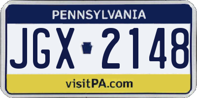 PA license plate JGX2148