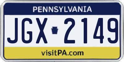 PA license plate JGX2149