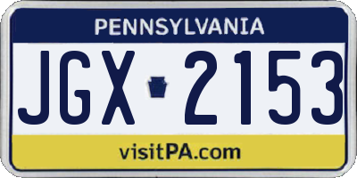 PA license plate JGX2153