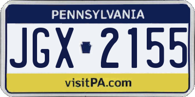 PA license plate JGX2155