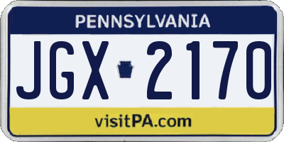 PA license plate JGX2170