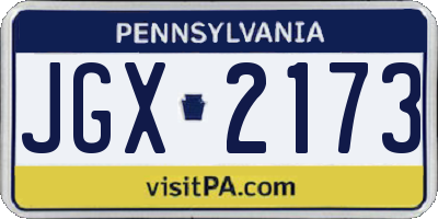 PA license plate JGX2173
