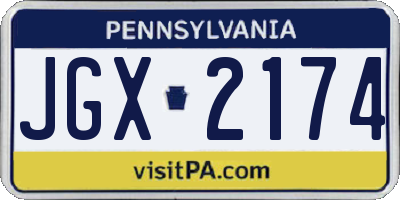 PA license plate JGX2174