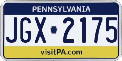 PA license plate JGX2175