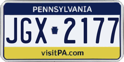 PA license plate JGX2177