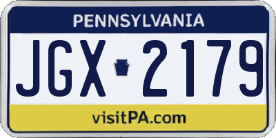 PA license plate JGX2179