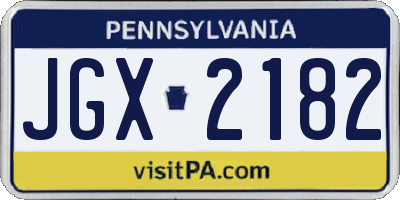 PA license plate JGX2182