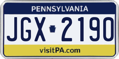 PA license plate JGX2190