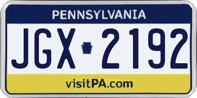 PA license plate JGX2192