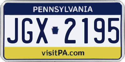 PA license plate JGX2195