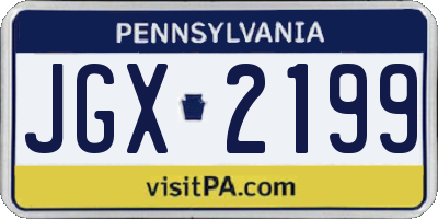 PA license plate JGX2199