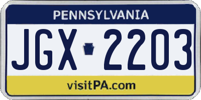 PA license plate JGX2203
