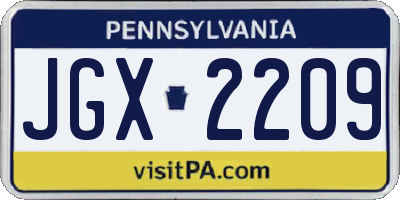 PA license plate JGX2209