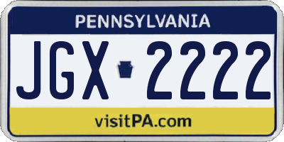 PA license plate JGX2222
