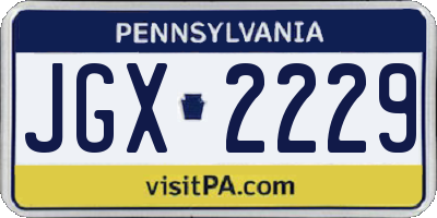 PA license plate JGX2229