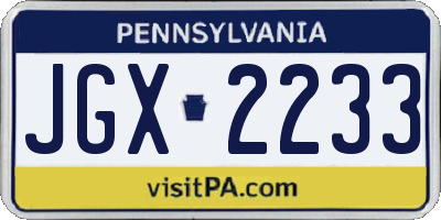 PA license plate JGX2233